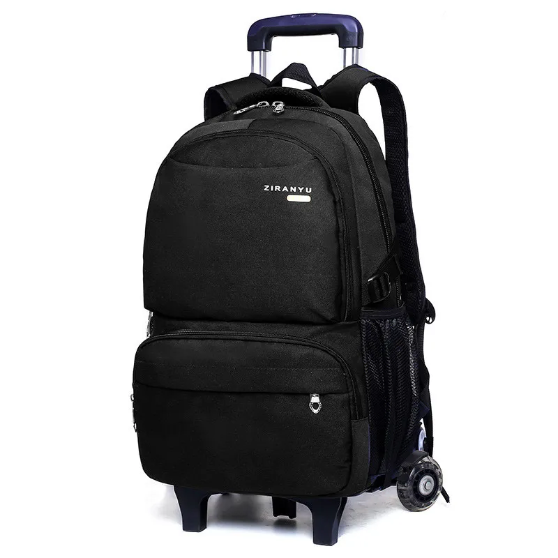 2/6 школьный рюкзак со съемными колесами, вместительные детские школьные сумки для мальчиков, Школьный Рюкзак Для Путешествий, Mochilas Escolares - Цвет: 2 wheels black