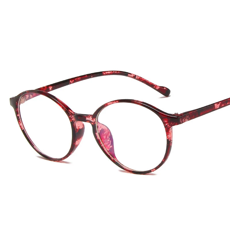 [EL Malus] ретро овальные очки оправа для мужчин и женщин прозрачный объектив розовый синий светло-коричневый оттенки светового дизайна - Цвет оправы: C7 Wine Red Flower