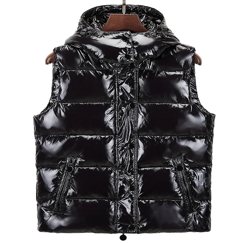 Women Shiny Waistcoat Winter Girl Duck Down Vest Casual Outerwear