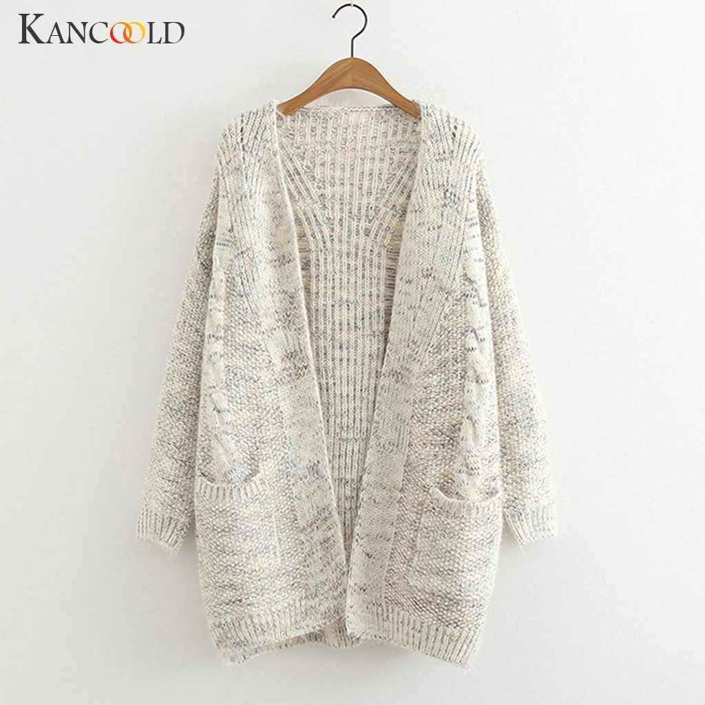 

KANCOOLD coats Women Long Sleeve Solid Open Front Cardigans Jumper Sweaters coat With Pocket woman coats and jackets 2019JUL17