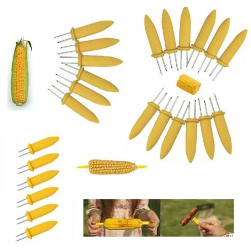 6x Stainless Steel Corn On The Cob Skewers Sweetcorn Holder Easy Grip Prongs DIY | Дом и сад
