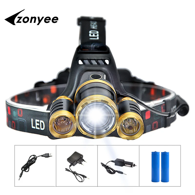

Zonyee XmL T6 LED Headlight 10000Lm 3T6 Headlamp Flashlight Head Torch Linterna 18650 Rechargeable Waterproof Outdoor Lighting
