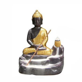 

Fashion Buddha Backflow Incense Burner Gold Multifunction Function Stick Cone Incense Censer Fashion Ceramic Home Decor Holders
