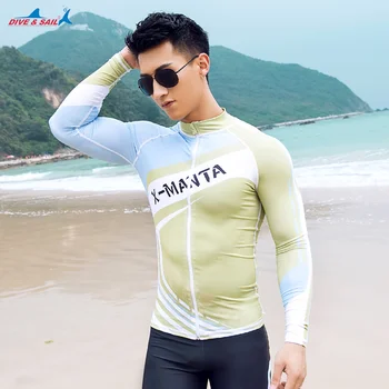 

Dive & Sail Wetsuits Skin UV Sun Protection UPF50+ Mens Basic Skins Long Sleeve Crew Sun Shirt Rash Guard