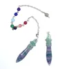 Natural Fluorite 7 Chakra Crystal Stone Pendulums For Healing Quartz Reiki Dowsing Divination Pendulum Pendulo Pendant Jewelry 3