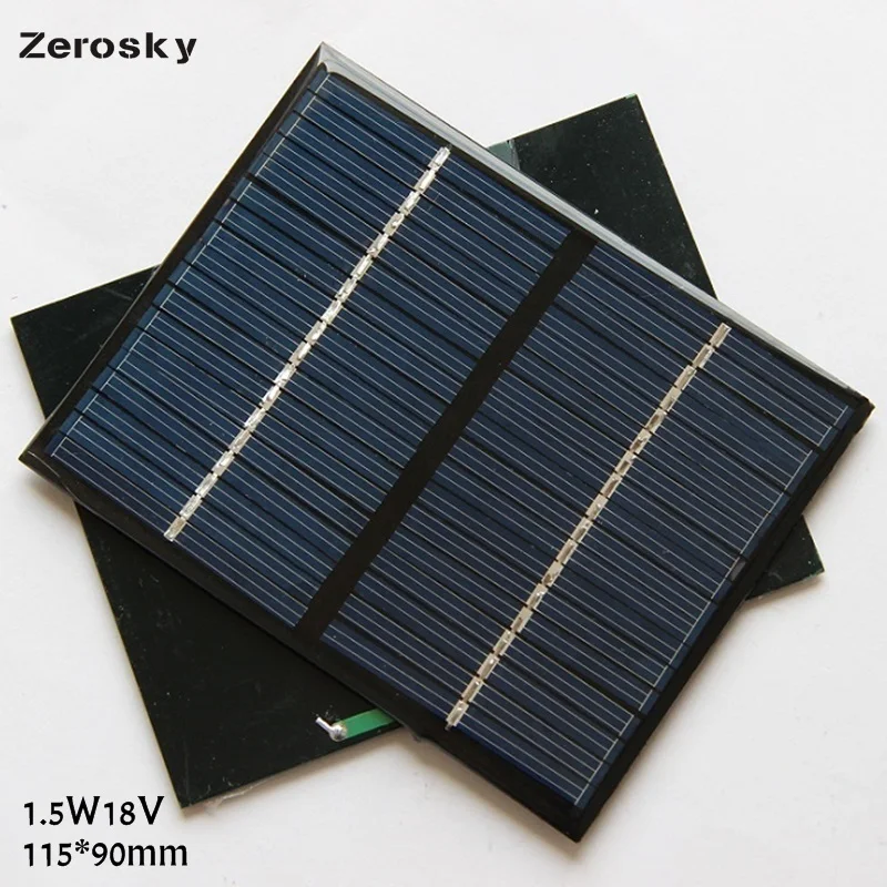 

Zerosky 18V 1.5W Mini Polycrystalline Solar Panel Solar System Cells Battery Charger Module DIY 90*115*2mm High Quality