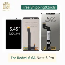 Протестирован для Xiaomi Redmi Note 6 Pro ЖК-дисплей сенсорный экран дигитайзер для Redmi 6 6A ЖК-сборка Замена+ Инструменты