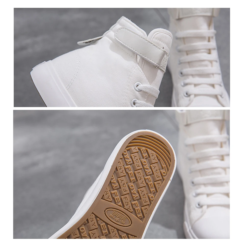 Canvas shoes women 2019 spring and autumn casual white shoes high-top flat lace canvas shoes