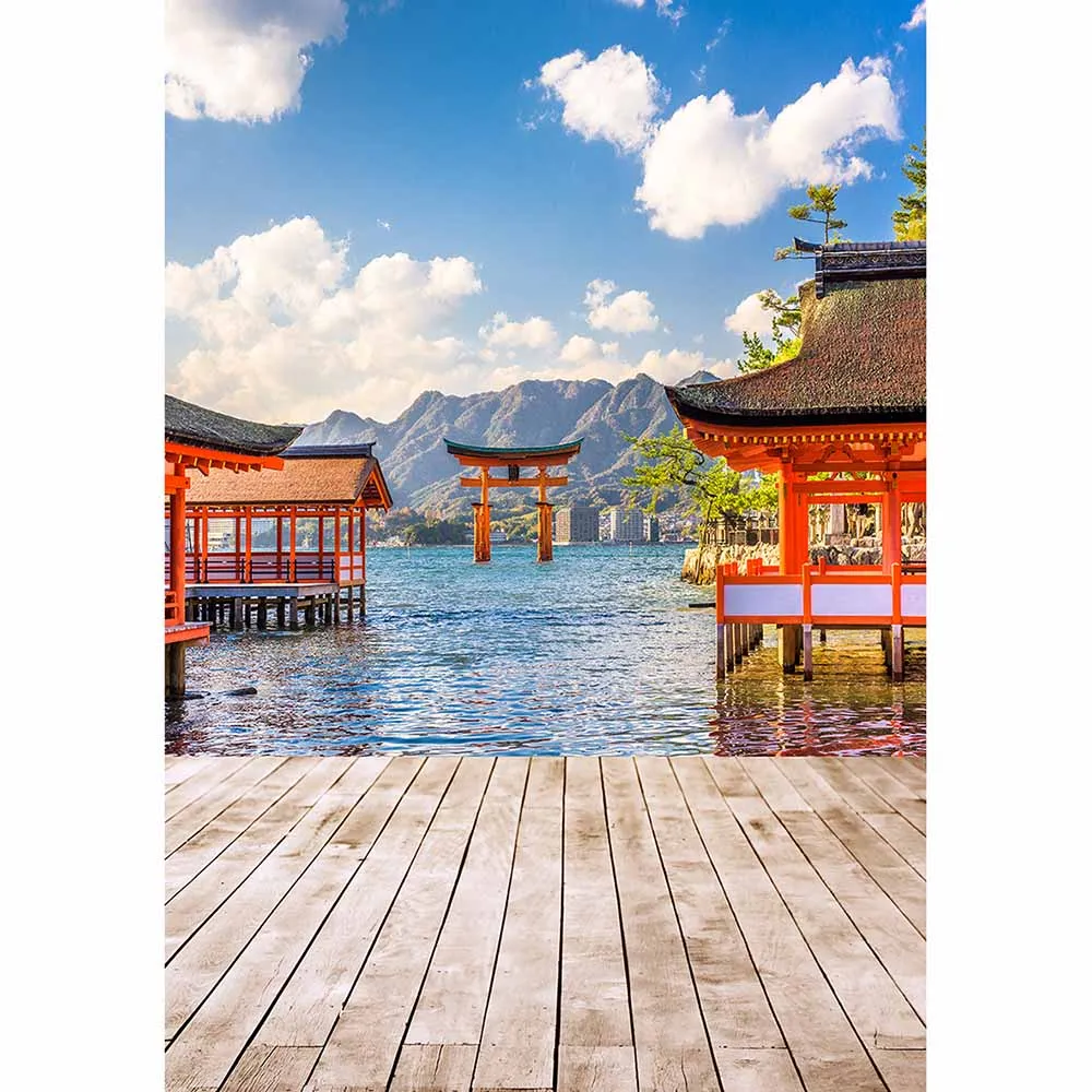 Allenjoy фоны для фотостудии Япония плавучие пейзажи Древняя культура skyline coast ocean