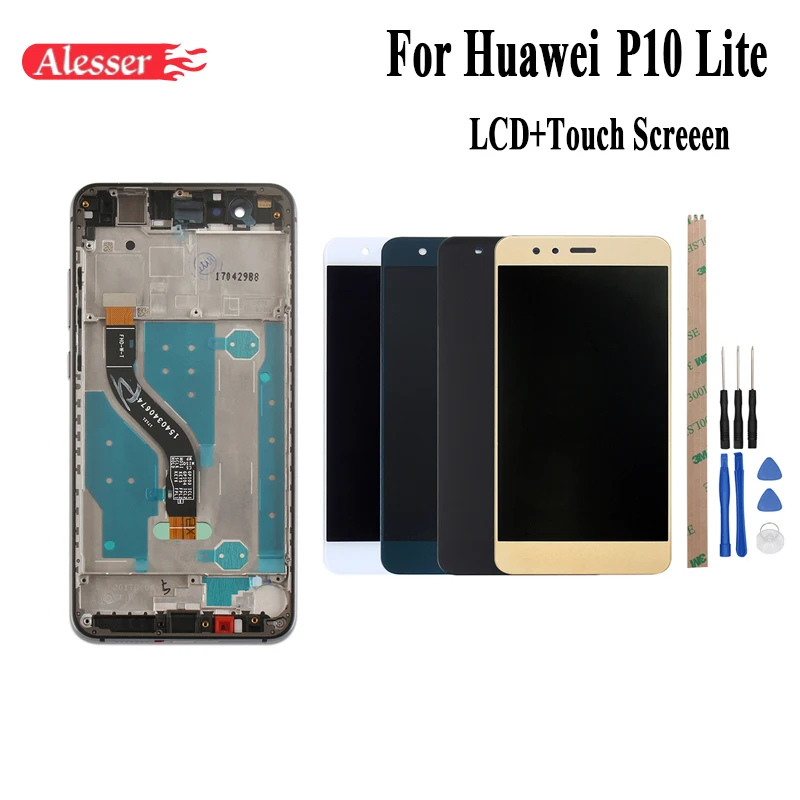 

Alesser For Huawei P10 Lite WAS-L03T/LX1/2/3 LCD+Touch Screen With Frame Assembly Repair Parts 5.2 Inch Mobile Accessories+Tools