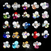 

10pcs/set Colorful Shiny Crystal Nail Art Rhinestones Manicure Nail Charms 3D Flower Design Nail Art Charm Glass Jewelry JE1-17