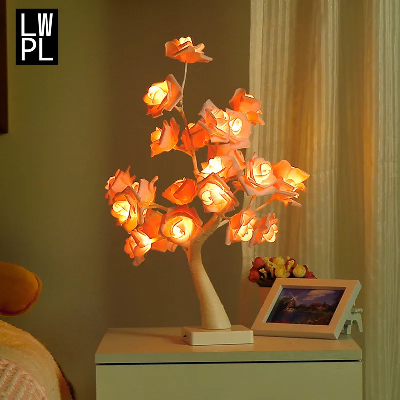 

Simulation of Girl Heart Led Tree Lamp Pe Rose Modelling Table Lamp Small Night Lamp Deco Mariage Table Vanity Table