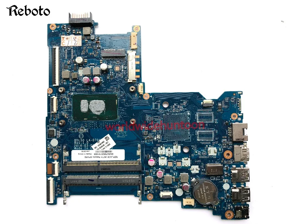 

Fully Tested Laptop Motherboard For HP Notebook 15-AY PC PN 854945-601 BDL50 LA-D704P With SR2EY i5-6200U CPU DDR4