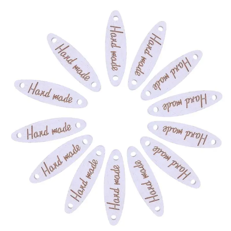 

100pcs DIY "hand made" Tag Sewing Accessories Wood Labels Buttons For Scrapbooking Decorative Craft Supplies