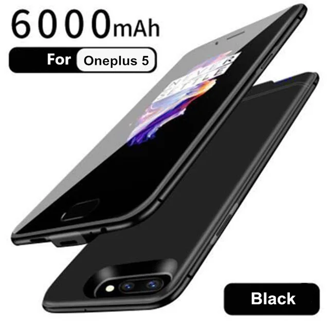 KQJYS 6000 мАч чехол для батареи power plus для Oneplus 5 5T внешний аккумулятор запасной аккумулятор чехол Зарядное устройство для One Plus 5 5T - Цвет: Black for Oneplus 5