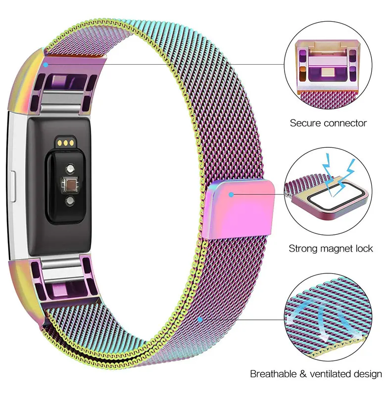 Магнитный с миланским плетением ремешок из нержавеющей стали для запасcharge 2 запасной браслет ремешок для Fitbit Charge 3 умный ремешок для часов