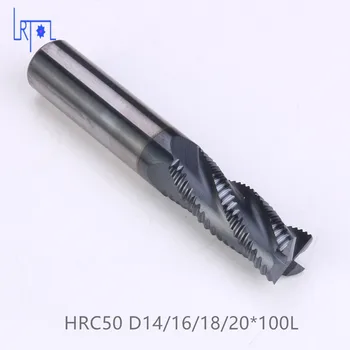 

HRC50 D14 16 18 20 *100MM 4Flutes tungsten solide Roughing End Mills Spiral Bit Milling Tools Carbide CNC Router bits