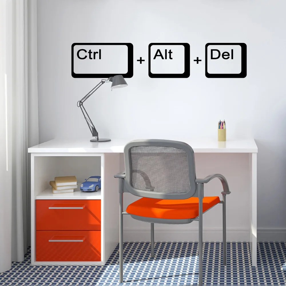 Ctrl Alt Del Computer Geek Science Wall Decal School Kids Room Geek Laptop Science Inspirational Quote Wall Sticker Vinyl Decor (4)