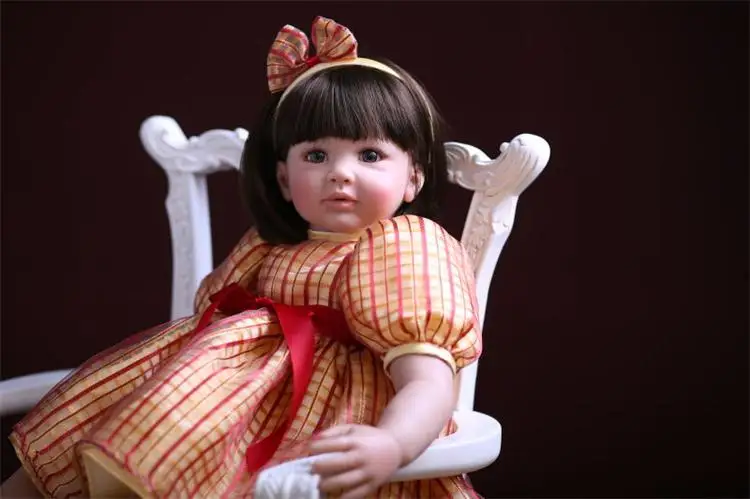 Принцесса lucy Кукла реборн Младенцы Куклы для девочек 60 см реалистичный силикон живой реборн Детская кукла с оранжевым skir детская игрушка