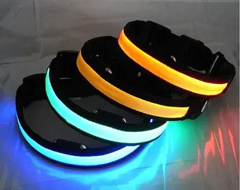 

500pcs/lot* LED Nylon Pet Dog Collar Night Safety LED Light-up Flashing Glow In The Dark Electric LED Pets Cat Dog Collar