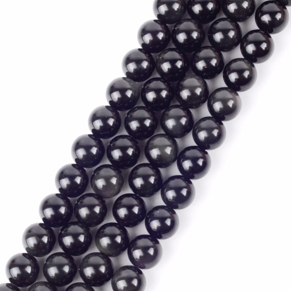 

Wholesale Genuine Natural Round Black Obsidian Stone Beads for Jewelry Making 4 6 8 10 12mm Mineral Gem Stone Beads Accessories