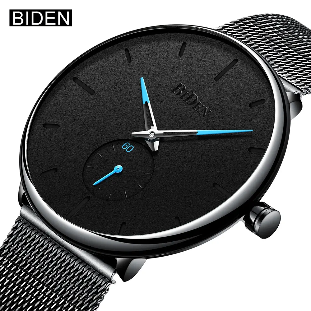 

BIDEN Brand New Ultra-Thin Simple Men 's Watches Waterproof Fashion Casual Date Watch 3ATM Quartz Wristatch Relogio Masculino