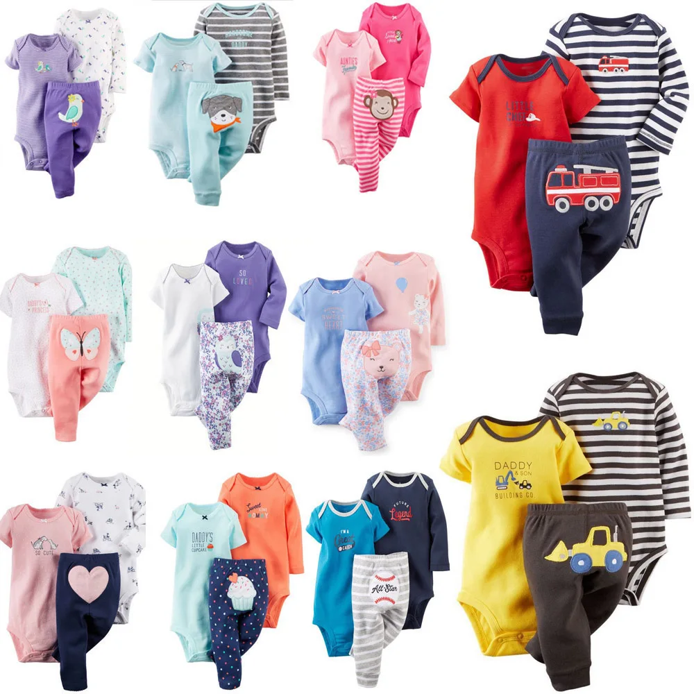 Skup Baby girl boy ubrania cartoon romper + spodnie noworodka zestaw strój na lato unisex noworodki odzież kostium dla malucha nadruk zwierzęta garnitur