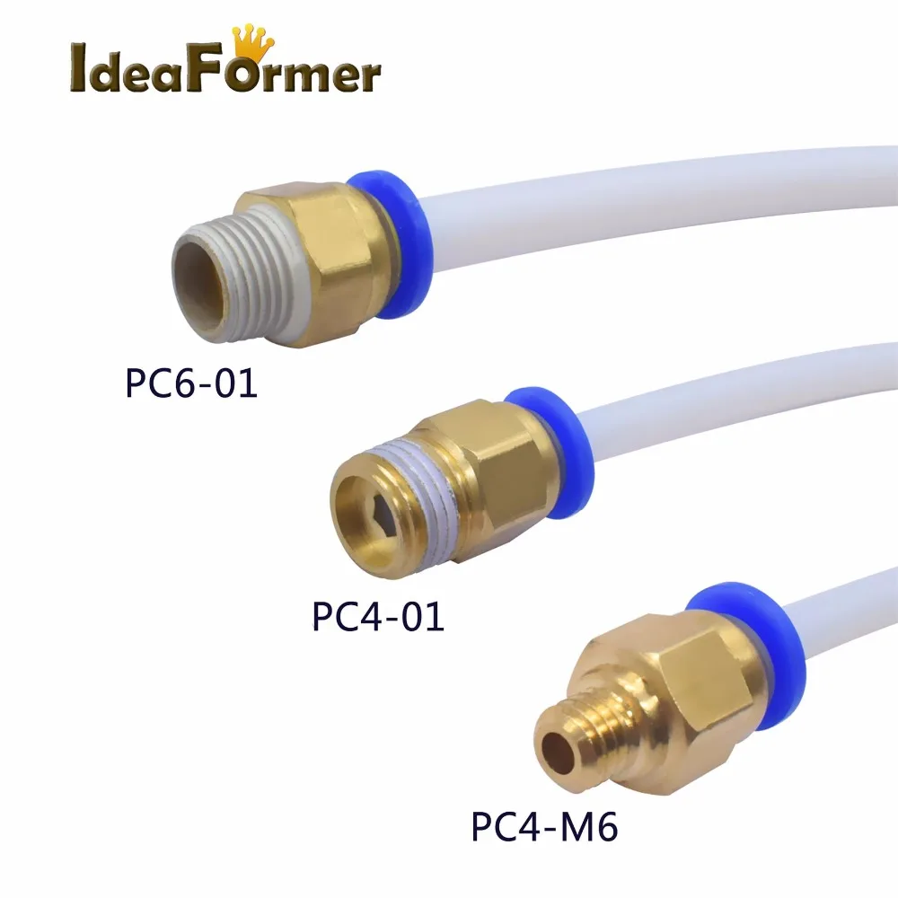 5 шт./лот, пневматические соединители для 3D принтеров, части, черный/синий, БЫСТРОРАЗЪЕМНАЯ подача 1,75/3,0 мм, нитевая труба, нажимная часть