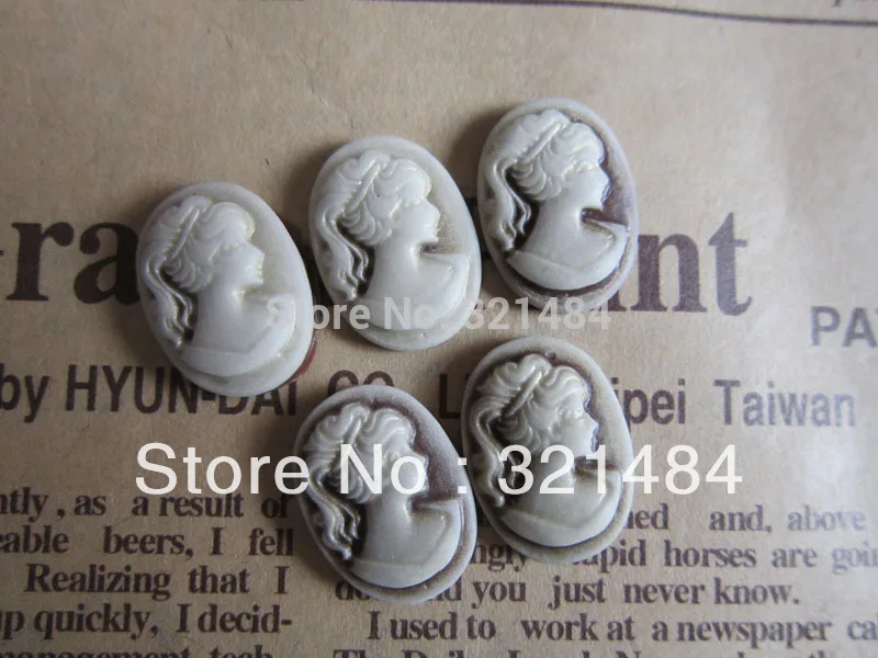 

Brown Free shipping Oval 13x18mm Vintage Resin Lady Cameos Cabochons for Earring Bracelet Ring Necklace Pendants diy