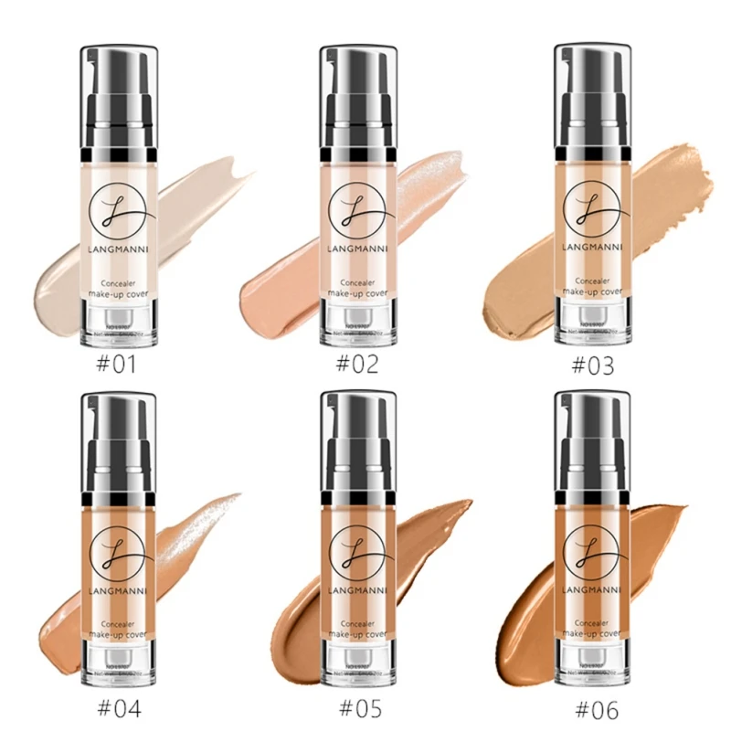 New Langmanni 6 Colors Liquid Foundation Makeup Natural Concealer Whitening Waterproof Make Up Contour Cream Make Up Cosmetics