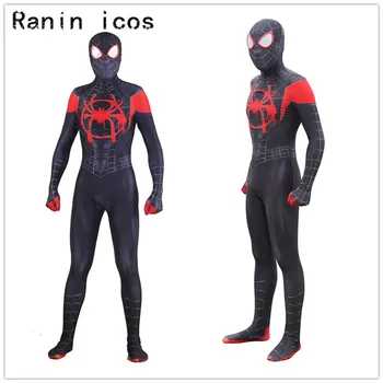 

Adult Spider-Man Into the Spider-Verse Miles Morales Men Women Zentai Spiderman Pattern Bodysuit Suit Jumpsuits Cosplay Costume