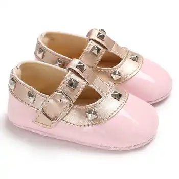 

Autumn New 0-18 Months Female Baby Princess Shoes Soft Bottom Magic Sticker Fashion Rivet Baby First Walkers
