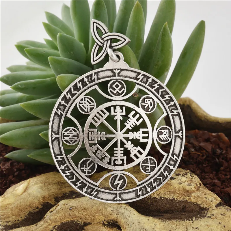 

1pc Norse Viking Amulet Spiritual Strength Vegvisir Totem Nordic Rune Jewelry Talisman Pendant
