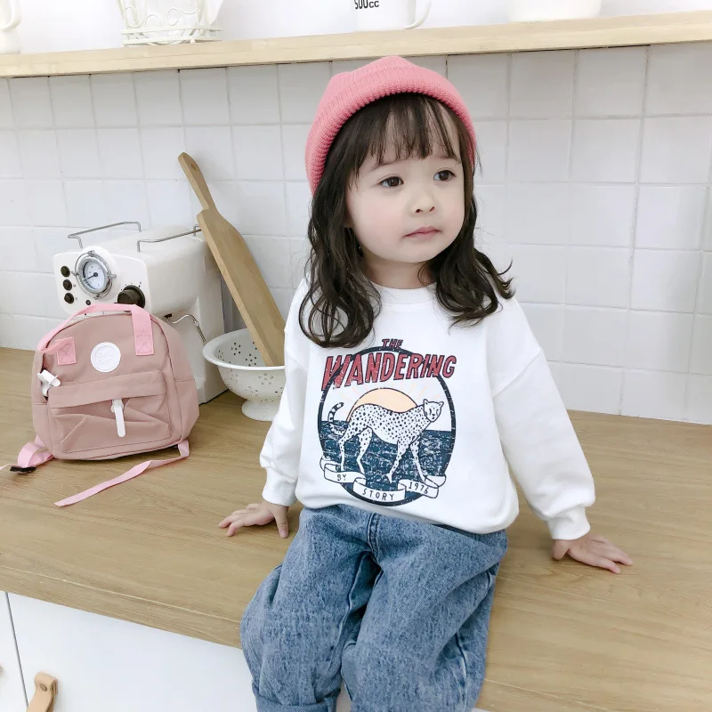

Spring Korean style 2019 boys girls cartoon casual sweatshirts baby girl cotton all-match hoodies kids Tops clothing
