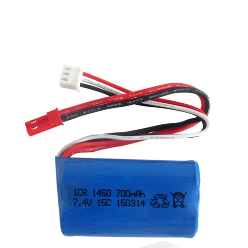 

7.4v 700mah 15C 14500 Li-ion Battery RC FT007 FX059 YD712 921 7014 F1 BR6802 HJ370 W608-7 toys battery JST-2P SM-2P EL-2P