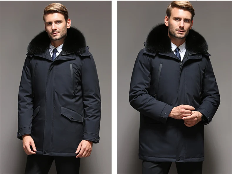 VSD Fashion Winter Jackets Men's Warm Down Coat Parka Thickening Rabbit hair Liner Detachable Turtleneck Windproof Concise VS887 (10)