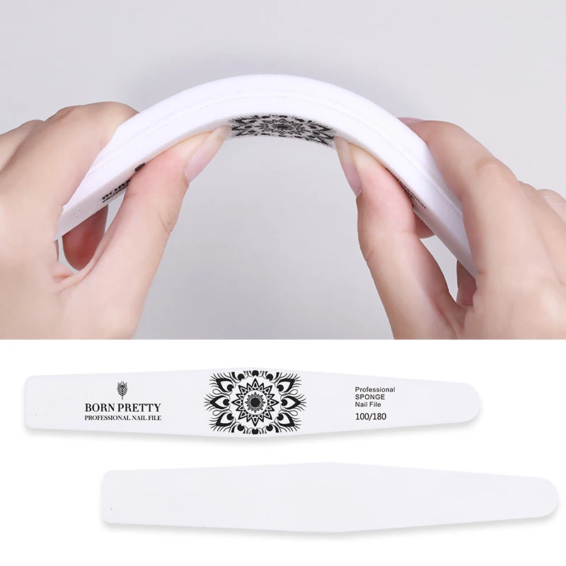 

BORN PRETTY 10pcs 100/180 Washable Nail Sponge File Buffer Sanding Polishing Nail Art File Manicure DIY