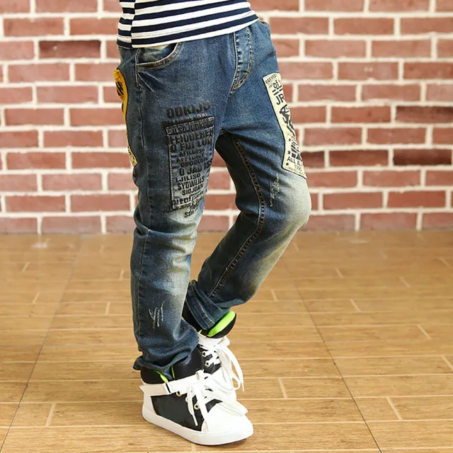 VICVIK Brand Jeans for Boys Ripped Jeans for Kids Children Trausers