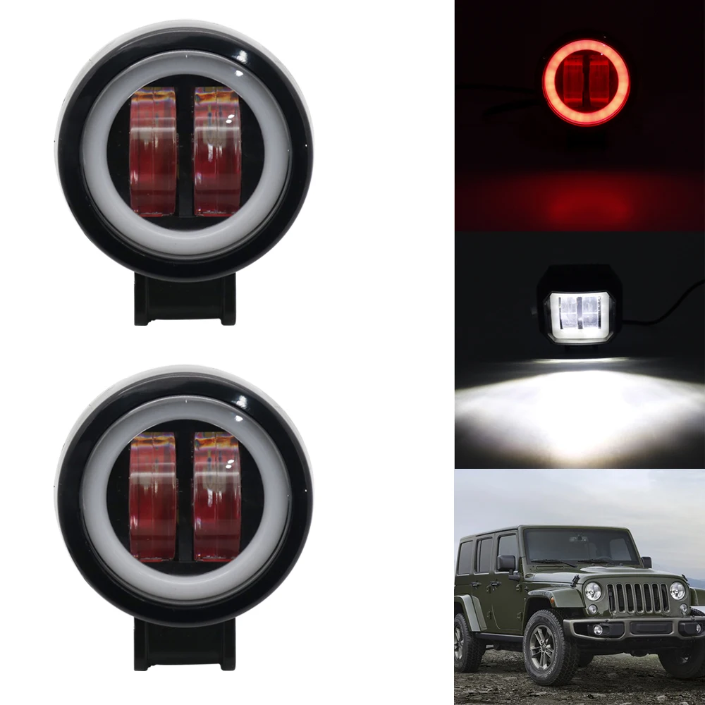 Waterproof Round LED Angel Eyes Light Led work light Bar for Motorcycle Jeep ATV spot light Round with Red/White/Blue colors