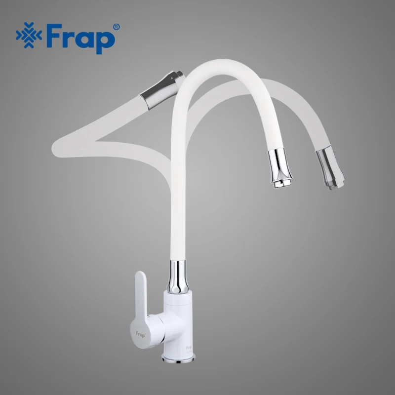  Frap new white Kitchen sink Faucets mixer Chrome Brass Single Handle 360 Degree Rotation Hot and co - 32836741925