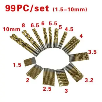 

99pcs Twist Drill Bit Set Saw Set HSS High-speed Steel Drill Metal Wood Tool Woodworking 1.5/2/2.5/3/3.2/3.5/4/4.5/6.5/8/10mm