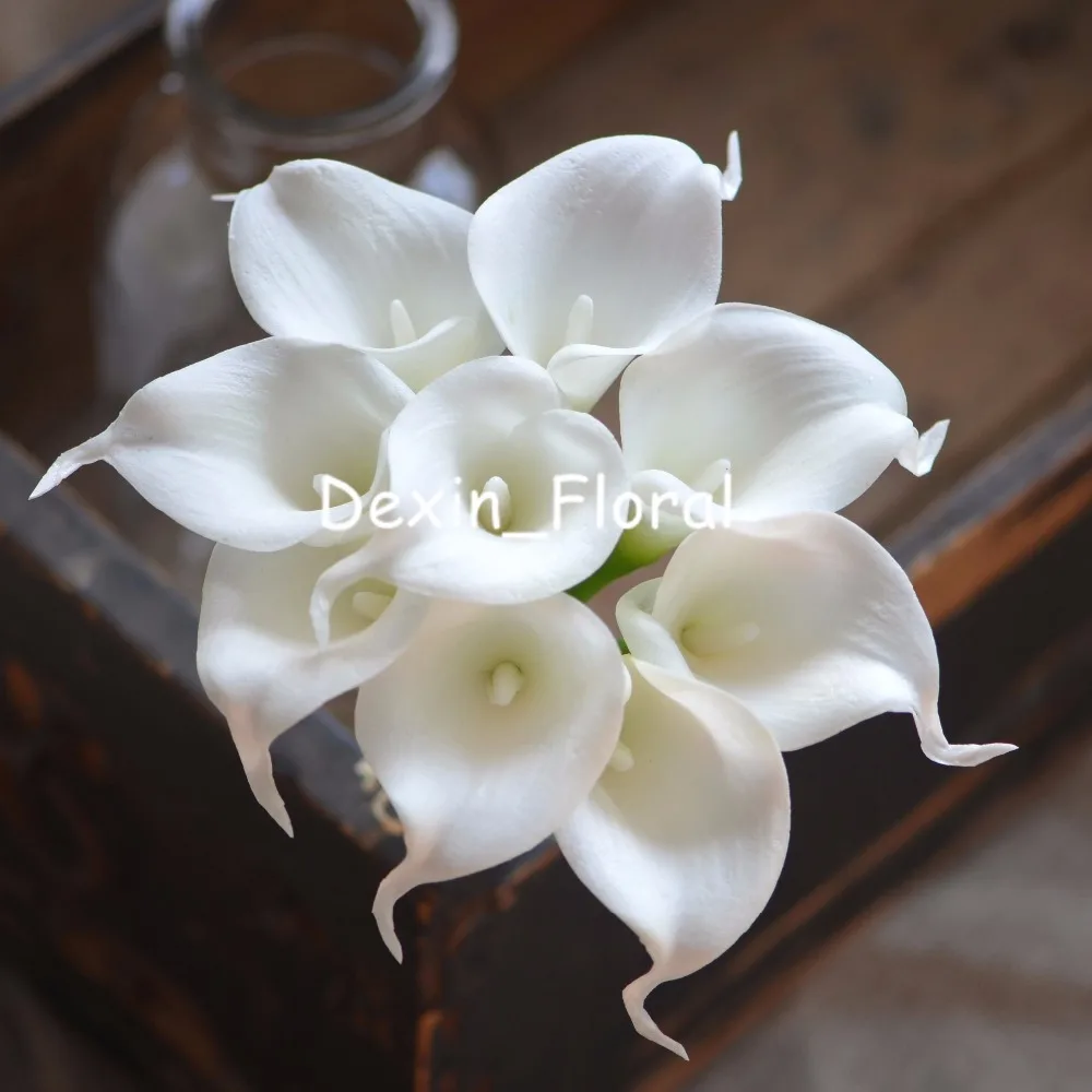 Ivory White Callas Real Touch Calla Lilies for Silk Wedding Bridal Bouquets, Bridesmaids Bouquets, Artificial Flowers