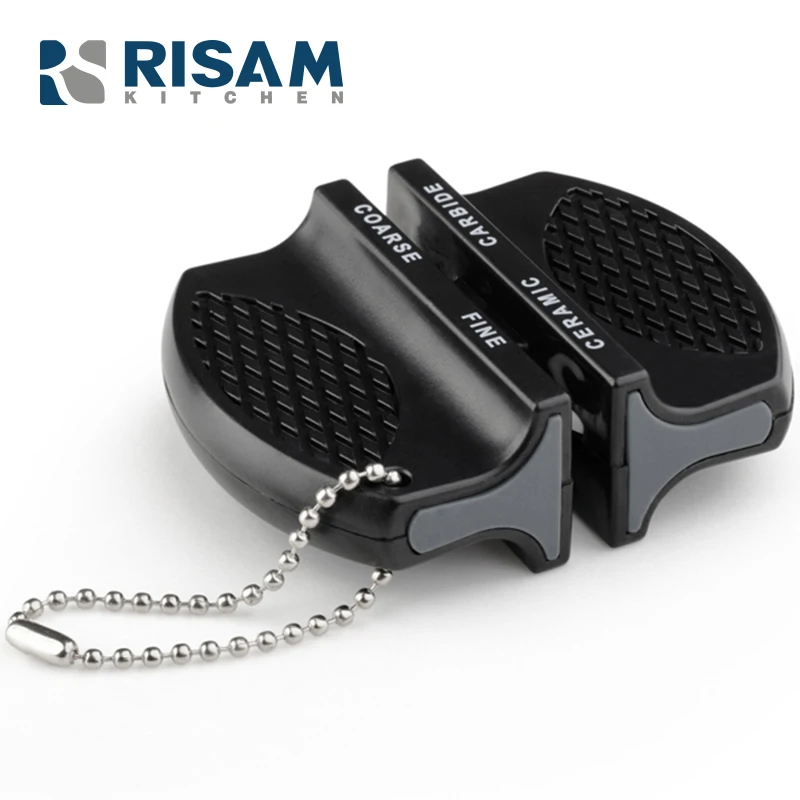 

RISAM SHARP Two Stages Sharpening Ceramic Sharpener and Carbide Sharpener Mini Pocket Outdoor Camping Hiking Knife Sharpening