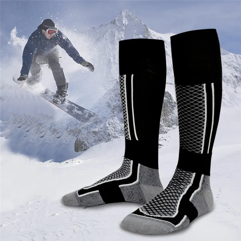 1 Pair Ski socks Mens Women Quality Hike Walking Long Crew Boots Socks Wear-Resistant Warm Skiing Sports Socks #3D04 (9)