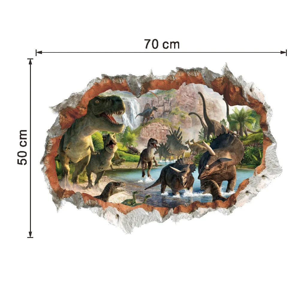 Мультфильм Съемный "Мир Юрского периода" Животные 3D Дино Стикеры картина без рамки для детской комнаты детские наклейки с картинками динозавров 50X70 см gld2