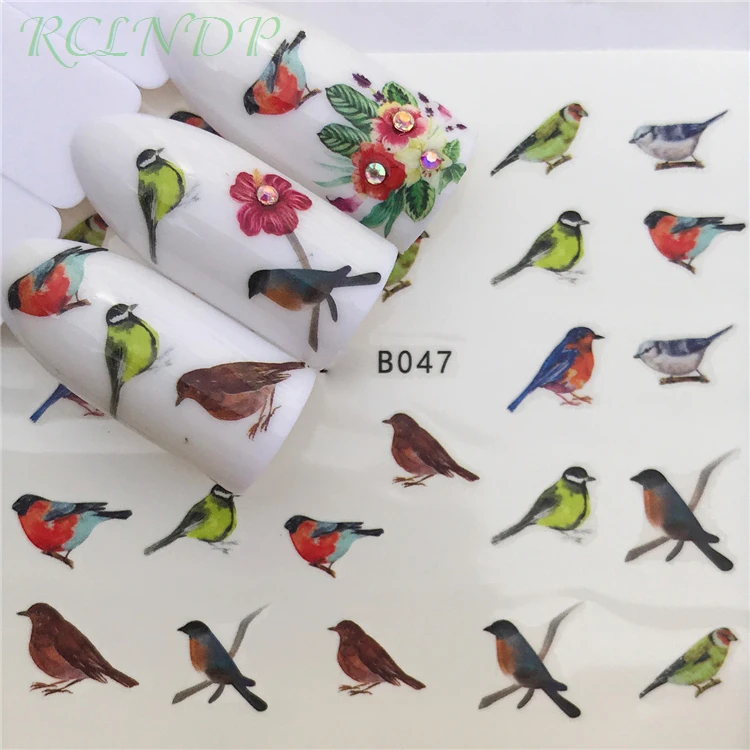 

Nail sticker art decoration slider lovely birds flower Water Transfer decals manicure lacquer accessoires polish foil