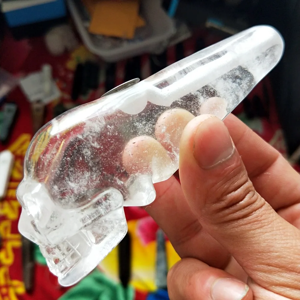 

110mm synthetic quartz crystal skull engraving smoking pipe healing wholesale price