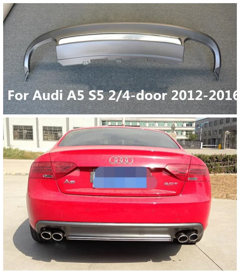 

4 Outlet PP car Rear Bumper Diffuser with Exhaust Tips Fit For Audi A5 S5 2/4-door 2012 2013 2014 2015 2016 BY EMS