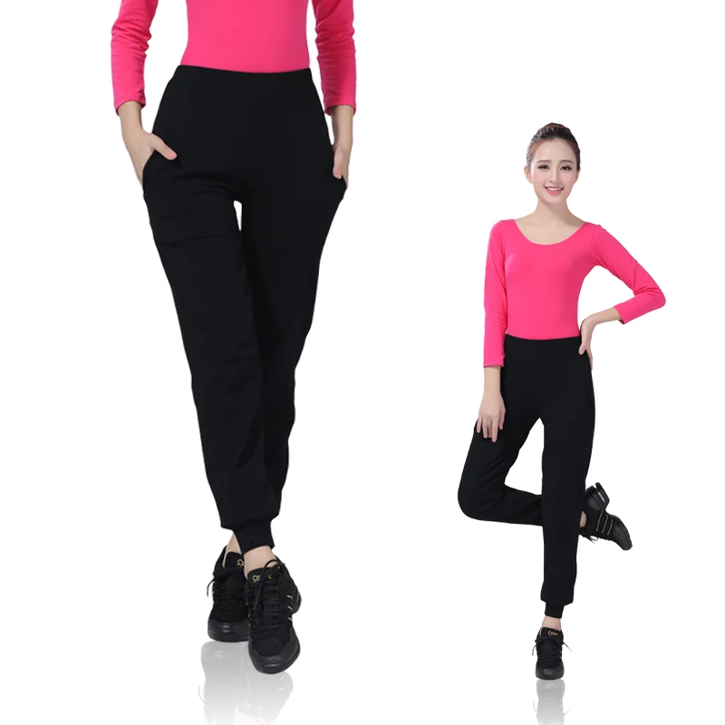New Casual Girls Ladies Black Hiphop Mordern Dance Pants Waist Dance Gymnastics Pants For Women