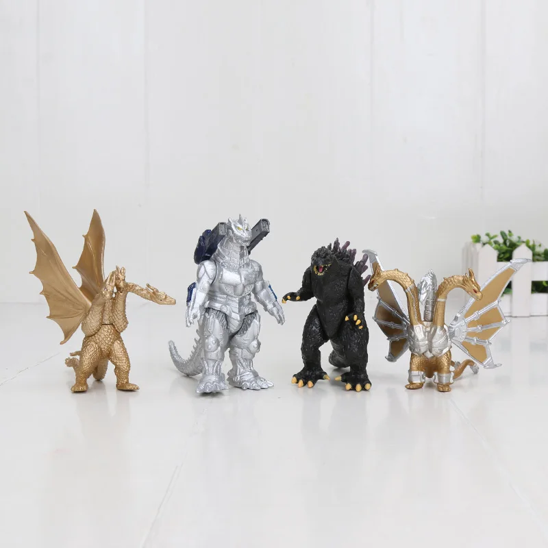 

4pcs/set Cartoon Movie Kaiju Dinosaur Altman figure toys Movies king of the Rodan mothra Action Figure Movable doll Gifts